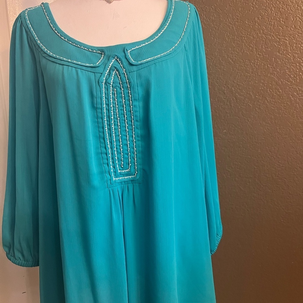 SIMPLY CHLOE DAO Women's Teal Blouse SIZE 3X